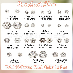 300Pcs 15 Style Tibetan Style Bead Caps&nbsp;FIND-AR0004-43