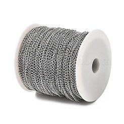 変色しにくい304ステンレススチールカーブチェーン  ハンダ付け  スプールで  ステンレス鋼色  4x3x0.6mm  約328.08フィート（100m）/ロール&nbsp;CHS-R005-100m-01