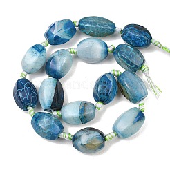 天然石ドラゴンアゲート瑪瑙ビーズ連売り  染め＆加熱  ランタン  ブルー  19~20x14~16mm  穴：2.5~3mm  約14~15個/連  15.35''（39センチメートル）&nbsp;GG-CBA8E33-A01-01