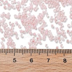 内側が透明な色のガラスシードビーズ  シリンダー  ピンク  1.6x1.3mm  穴：0.8mm  約60000個/ポンド&nbsp;SEED-H003-04F