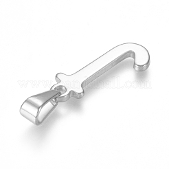 変色しない304ステンレススチールペンダント  ステンレス鋼色  頭文字.j  21x10x1.8mm  穴：3x7mm&nbsp;STAS-F106-95P-J-01