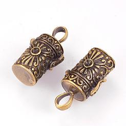 真鍮製祈り箱ペンダント  ニッケルフリー  花を持つ列  ブラッシングアンティークブロンズ  27.5x15x13mm  穴：4x6mm  インナー：7.5mm  3mmのラインストーンに適する&nbsp;KK-K176-17AB
