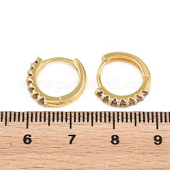 Brass Micro Pave Cubic Zirconia Hoop Earrings&nbsp;KK-Z166-14G-01