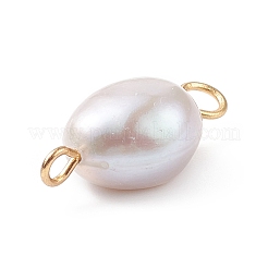 Potato Natural Cultured Freshwater Pearl Connector Charms&nbsp;PALLOY-JF01924