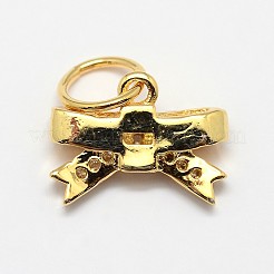 CZ Brass Micro Pave Cubic Zirconia Bowknot Bow Charms&nbsp;ZIRC-L018-14