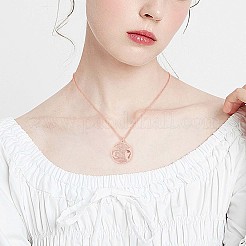 ステンレススチールの天体太陽月星ペンダントネックレス  ラッキーモチーフのお守りネックレス  女性のためのフラットラウンド中空ネックレスジュエリーギフト  ローズゴールド  17.72インチ（45cm）&nbsp;JN1058B