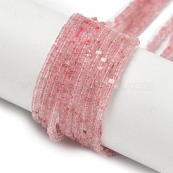 天然石ストロベリークォーツビーズ連売り  正方形  1.5x1.5x1mm  穴：0.5mm  約340~345個/連  15.04~15.16''（38.2~38.5センチメートル）&nbsp;G-G271-G02-1x1.5mm