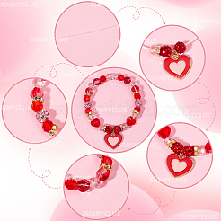 Valentine's Day Theme DIY Polymer Clay Rhinestone Beads Stretch Bracelet Making Kits&nbsp;DIY-SC0028-69