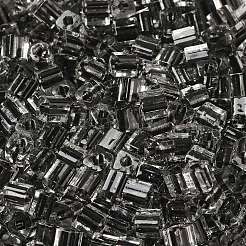 ガラスシードビーズ  透明な光沢のあるガラス  角穴  正方形  ブラック  4x4x4mm  穴：1.2mm  222個/ 20g&nbsp;X1-SEED-H002-F-1142