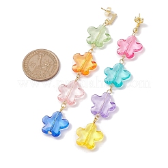 アクリルダングルピアス  304ステンレススチールピアスフック付き  花  ミックスカラー  110x18.5mm&nbsp;EJEW-JE05753