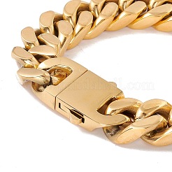 Ion Plating(IP) 304 Stainless Steel Curb Chains Bracelet for Women&nbsp;BJEW-E107-03G-02