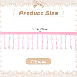 2.5 Yards Plastic Beads & Polyester Lace Ribbon&nbsp;SRIB-HY0001-16