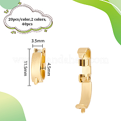 40個 2色 304ステンレススチール 折りたたみ式留め具  ミックスカラー  11.5x3.5x4.5mm  20個/カラー&nbsp;STAS-UN0056-16