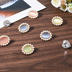 8Pcs 5 Styles Resin & ABS Imitation Pearl & Iron &  Glass Shoe Buckle Clips&nbsp;FIND-CP0002-95