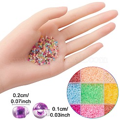 182g 14色透明ガラスシードビーズ8/0個  色の内側  丸い穴  ラウンド  ミックスカラー  1.5~2mm  穴：1mm  13 G /カラー&nbsp;SEED-YW0002-44