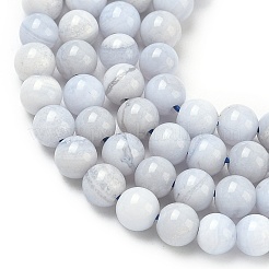 天然石ブルーレースアゲートビーズ連売り  ラウンド  4mm  穴：0.7mm  約103個/連  15.75''（40センチメートル）&nbsp;G-G344-A06-4mm