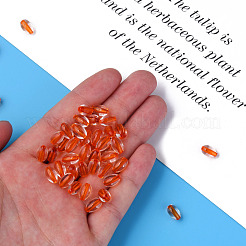 透明なアクリルビーズ  オーバル  オレンジ  9.5x6mm  穴：1.5mm  約2000個/500g&nbsp;MACR-S373-134-T02