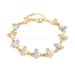 Bees Brass Micro Pave Clear Cubic Zirconia Link Chain Bracelets for Women&nbsp;LS-BJEW-A148-01G