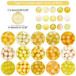 375Pcs 15 Color Spray Painted Crackle Glass Beads&nbsp;DIY-PH0003-88-WH