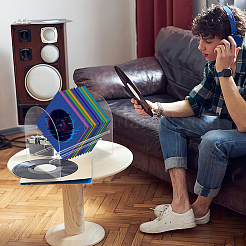 アーチ型のアクリルビニールレコード収納ホルダーラック  音楽アルバムディスプレイスタンド  音楽愛好家向け  透明  31.5x27x24cm&nbsp;ODIS-WH0070-02