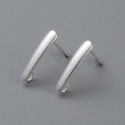 304ステンレススチールスタッドピアス金具  カン付き  銀  15x3x1mm  穴：1.6mm  ピン：0.8mm&nbsp;STAS-H436-22S