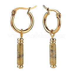 Natural Jade Column Drop Earrings for Women&nbsp;EJEW-JE04701-04