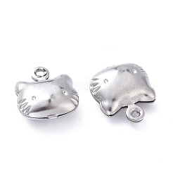 316ステンレススチールペンダント  猫の形  ステンレス鋼色  10x10x4mm  穴：1mm  50個/箱&nbsp;STAS-UN0012-55