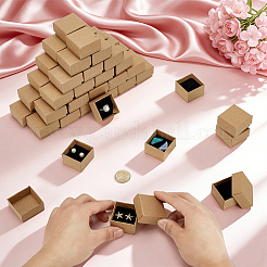 クラフト紙梱包箱100個  内部のスポンジ  正方形  バリーウッド  4x4x2.8cm&nbsp;CON-PH0003-70