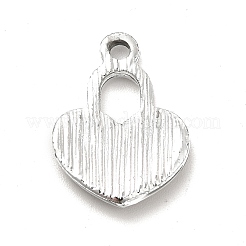 合金ラインストーンペンダント  プラチナトーンのハートロックチャーム  クリスタル  19.5x14.5x2.5mm  穴：2mm&nbsp;ALRI-C007-45P