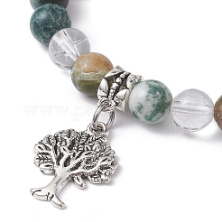 Natural Tree Agate Round Bead Stretch Bracelets&nbsp;BJEW-JB09872-02