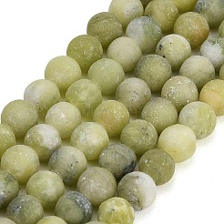 Frosted Natural Chinese Jade Southern Jade Beads Strands&nbsp;G-M248-6mm-06