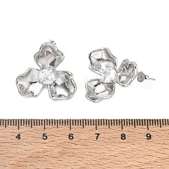 Brass Micro Pave Cubic Zirconia Stud Earrings Findings&nbsp;CU-CBA6E4E-02P