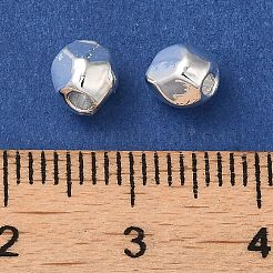 楕円形の卵合金ファセットビーズ  長持ちメッキ  ラックめっき  銀  5x5x5mm  穴：1.6mm&nbsp;FIND-G066-01S