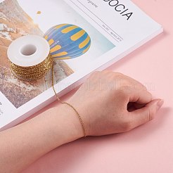 イオンプレーティング（IP）304ステンレススチールアズキチェーン  スプールで  フラットオーバル  ジュエリー作りのための  ハンダ付け  18KGP本金メッキ  2x1.5x0.4mm  約65.61フィート（20m）/ロール&nbsp;CHS-H017-01G-20M