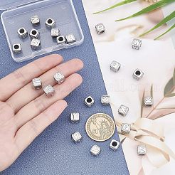 26個 26スタイル 316サージカルステンレススチールヨーロピアンビーズ  大穴ビーズ  文字付きのキューブ  a～zの文字  8x8x8mm  穴：4mm&nbsp;STAS-UN0020-78P