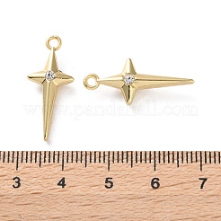 ラックメッキ合金ラインストーンペンダント  クロスチャーム  ゴールドカラー  25x10.5x5mm  穴：1.6mm&nbsp;FIND-M038-17G