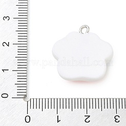 不透明樹脂ペンダント  足のプリントのチャーム  プラチナ鉄ループ付き  カラフル  21x21x17.5mm  穴：2mm&nbsp;RE-CBAB12C-04