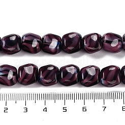 手作りのミッレフロリ ガラス ビーズ 連売り  正方形  インディゴ  10.5x11.5~12x7mm  穴：1mm  約50個/連  20.63''（52.4センチメートル）&nbsp;LAMP-M018-01A-01