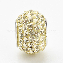 オーストリアクリスタルヨーロピアンビーズ  大穴ビーズ  スターリングシルバーコア925個  ロンデル  213 _jonquil  11~12x7.5mm  穴：4.5mm&nbsp;STER-E049-E26