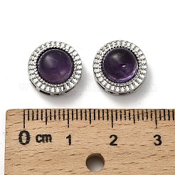 真鍮パヴェ天然アメジストマルチ連リンク  プラチナ  フラットラウンド  12~12.5x7.5mm  穴：1.8mmと2x2.5mm&nbsp;KK-D366-01P-C