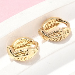 フィッシュボーン真鍮フープピアス  ラックめっき  鉛フリー＆カドミウムフリー  長持ちメッキ  18KGP本金メッキ  9.5x3.5mm&nbsp;EJEW-Z102-32G