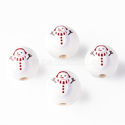 Painted Natural Wood Round Beads&nbsp;WOOD-N006-181