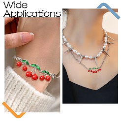 2Pcs Brass Red and Green Enamel Cherry Connector Charms&nbsp;KK-CJ0003-50