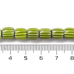 手作りのランプワークシェブロンビーズ連売り  バレル  黄緑  8x7.5mm  穴：1.2mm  約47個/連  14.69''（37.3センチメートル）&nbsp;X-LAMP-K041-01B-26