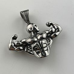レトロロックパンクメンズ304ステンレススチールペンダントネックレス  筋肉質な男性  ステンレス鋼色&nbsp;HM8341