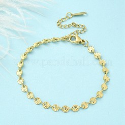 304ステンレススチールリンクチェーンブレスレット  18KGP本金メッキ  6-1/8インチ（15.7cm）&nbsp;BJEW-C084-05G