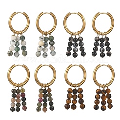 Natural Mixed Stone Hoop Earring for Women&nbsp;EJEW-JE07100
