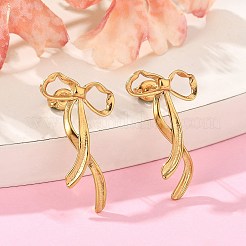 304ステンレススチールスタッドピアス  蝶結び  18KGP本金メッキ  26.5x16.5mm&nbsp;LS-EJEW-I318-02G-01