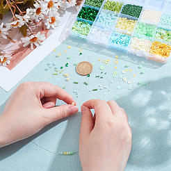 グリーンをテーマにしたDIYジュエリー作りキット  プラスチック製のパイルビーズを含む  シードビーズ  ミックスカラー  5x1.4mm  穴：1mm&nbsp;DIY-ME0001-19