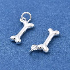 スターリングシルバーのドッグボーンチャーム925個  丸カンとスタンプ925個付き  銀  10.5x6x2mm  穴：2mm&nbsp;STER-D302-14S
